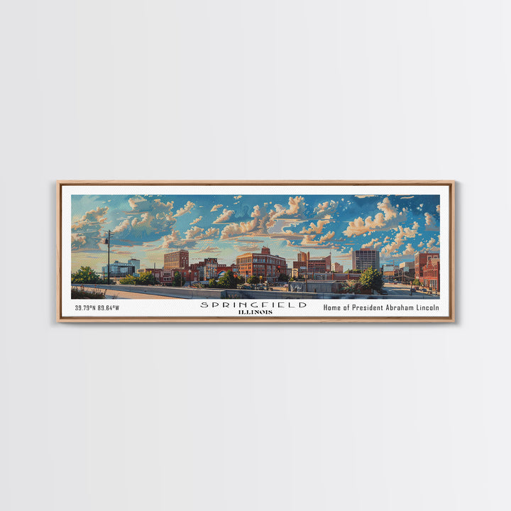 Springfield Illinois Travel Poster, Framed Canvas Print, Wall Art, Home Decor, Travel Gift, Living Room Art, Retro Style Art, Office Decor