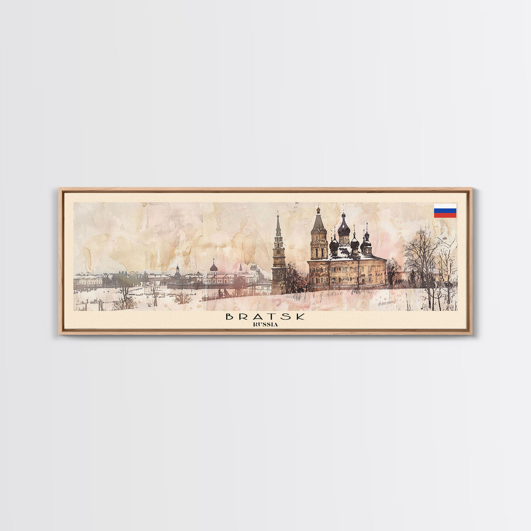 Bratsk Russia Travel Print Wall Art, Panoramic City Art, Travel Art, Wall Decor, Vacation Gift, Framed Canvas Print Or Metal Art