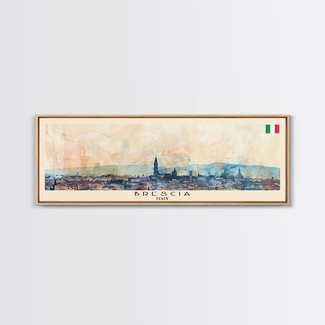 Brescia Italy Travel Print Wall Art, Panoramic City Art, Travel Art, Wall Decor, Vacation Gift, Framed Canvas Print Or Metal Art