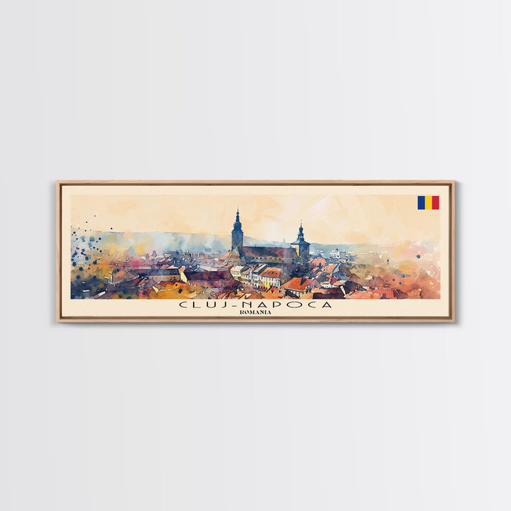 Cluj Napoca Romania Travel Print Wall Art, Panoramic City Art, Travel Art, Wall Decor, Vacation Gift, Framed Canvas Print Or Metal Art