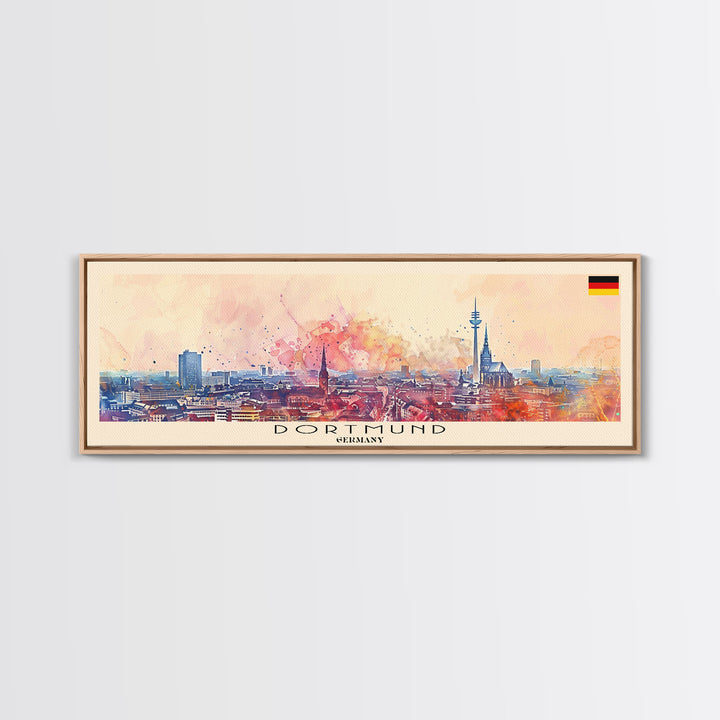 Dortmund Germany Wall Art, Panoramic Travel Poster, Panoramic Framed Canvas Print, City Wall Art, Wall Hanging Home Decor, Travel Art