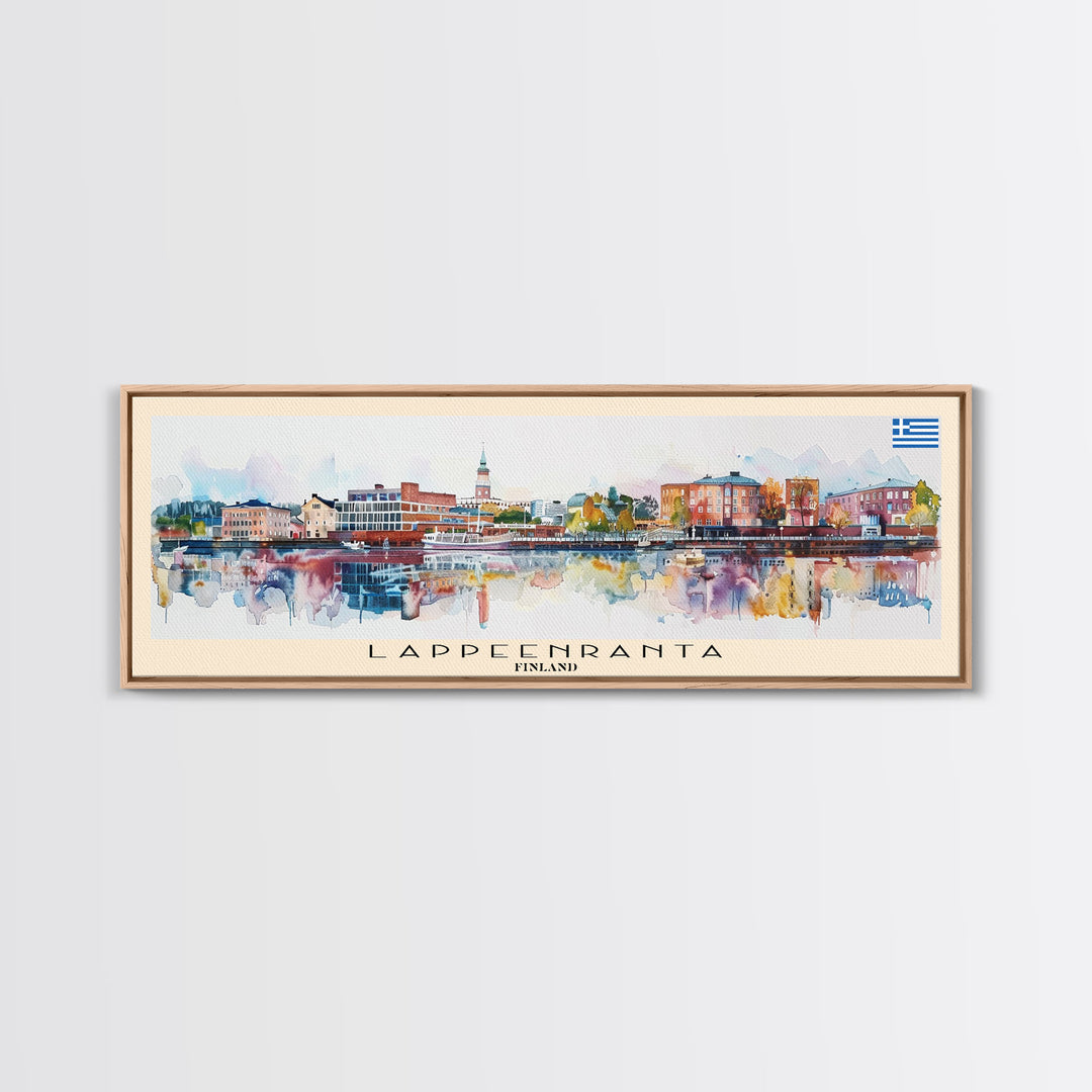 Lappeenranta Finland Panoramic Travel Poster, Framed Canvas Print or Metal Wall Art, Travel Art, Home Decor, Panoramic Painting, Midcentury Art