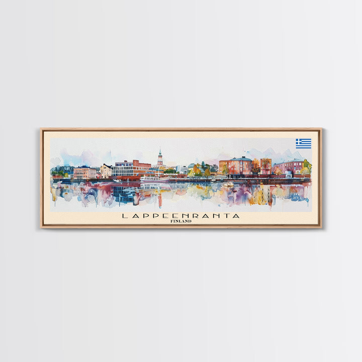 Lappeenranta Finland Panoramic Travel Poster, Framed Canvas Print or Metal Wall Art, Travel Art, Home Decor, Panoramic Painting, Midcentury Art