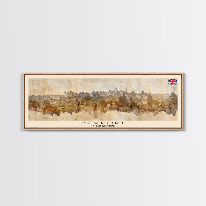 Newport United Kingdom Travel Print Wall Art, Panoramic City Art, Travel Art, Wall Decor, Vacation Gift, Framed Canvas Print Or Metal Art