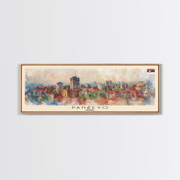 Panevo Serbia Wall Art, Panoramic Travel Poster, Panoramic Framed Canvas Print, City Wall Art, Wall Hanging Home Decor, Travel Art