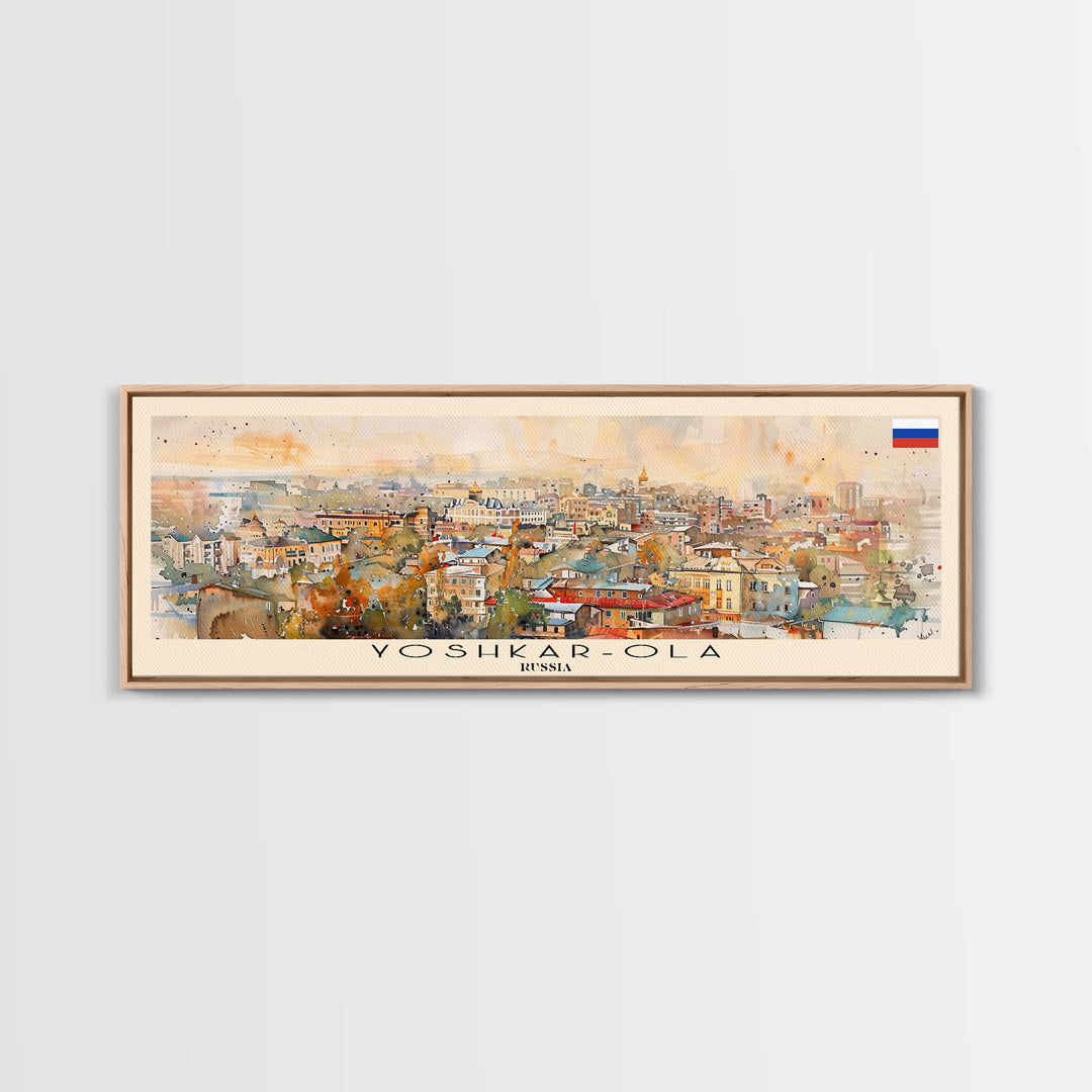 Yoshkar Ola Russia Panoramic Travel Poster, Framed Canvas Print or Metal Wall Art, Travel Art, Home Decor, Panoramic Painting, Midcentury Art