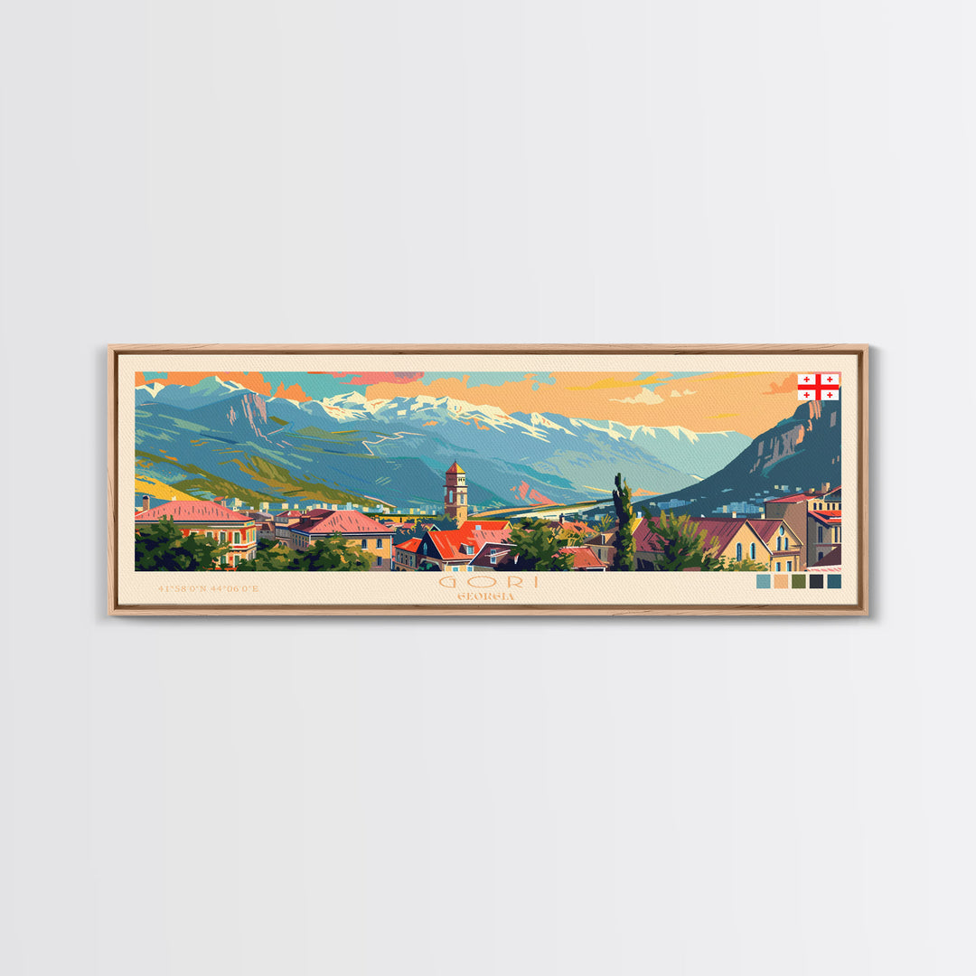 Gori Georgia Travel Print Wall Art, Panoramic City Art, Travel Art, Wall Decor, Vacation Gift, Framed Canvas Print Or Metal Art