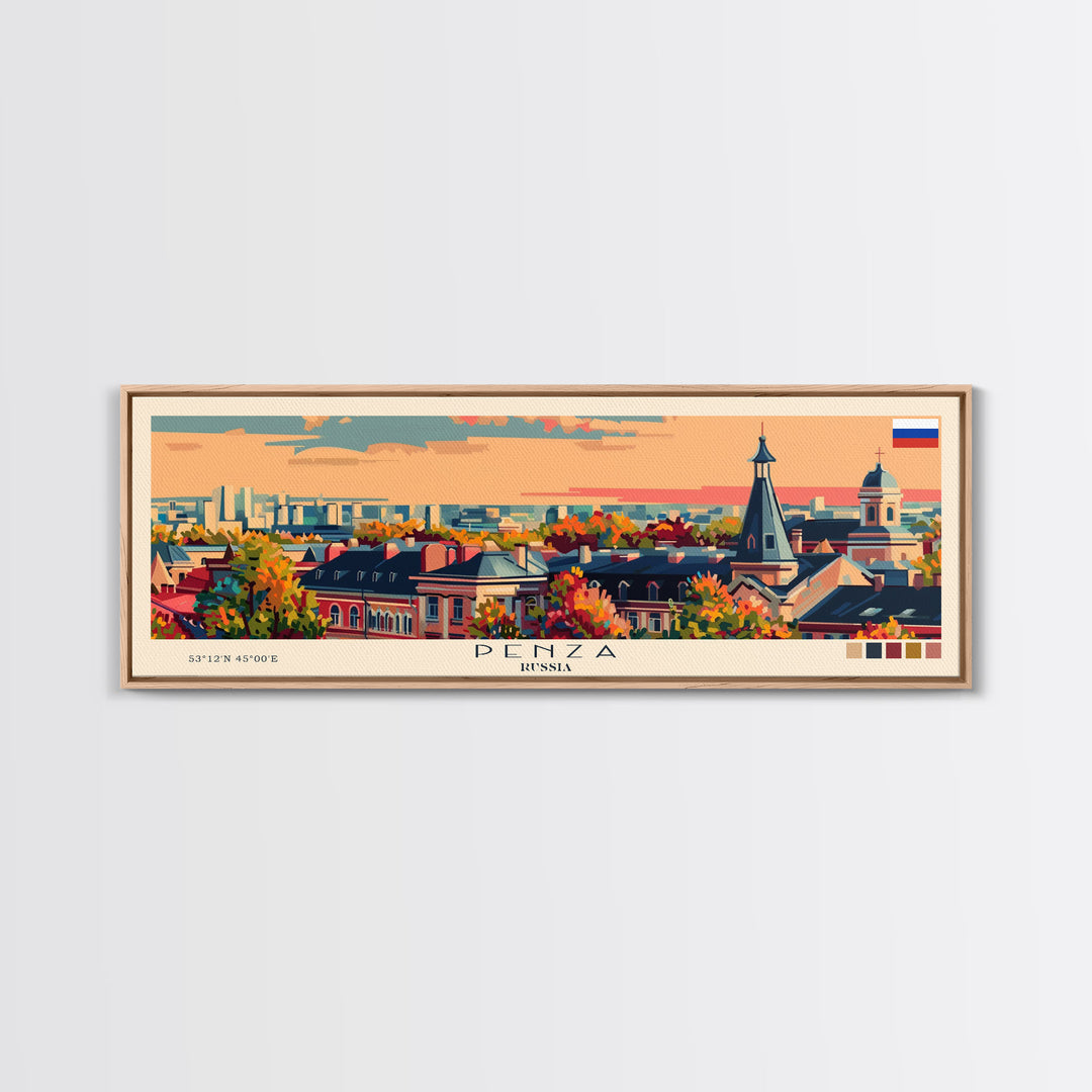 Penza Russia Wall Art, Panoramic Travel Poster, Panoramic Framed Canvas Print, City Wall Art, Wall Hanging Home Decor, Travel Art