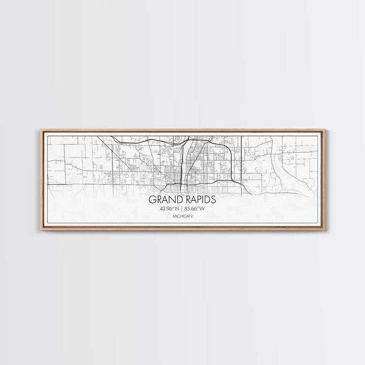 Panoramic Grand Rapids City Map, Michigan Art, Map Print, Minimalist Wall Art, Canvas Art, Housewarming Gift, Street Map Art, Closing Gift