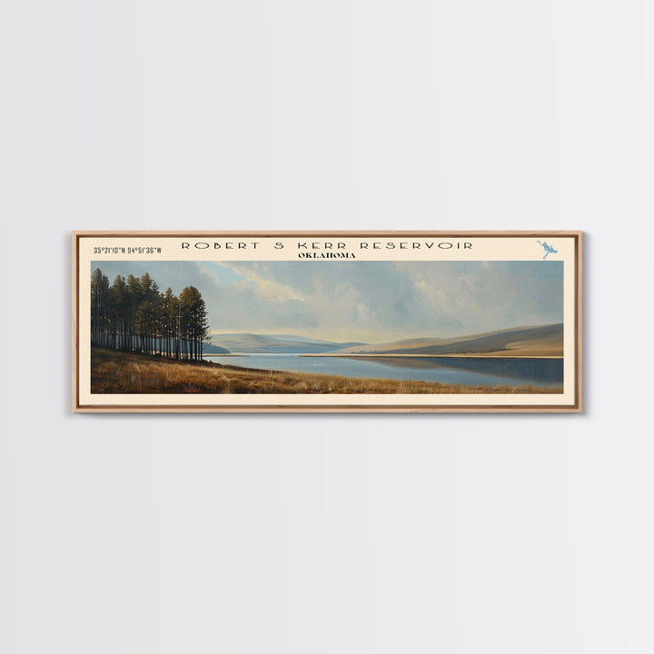Selawik Lake Framed Canvas Print, Lake House Decor, Panoramic Wall Art, Travel Poster, Beautiful Landscape Painting, Home Decor