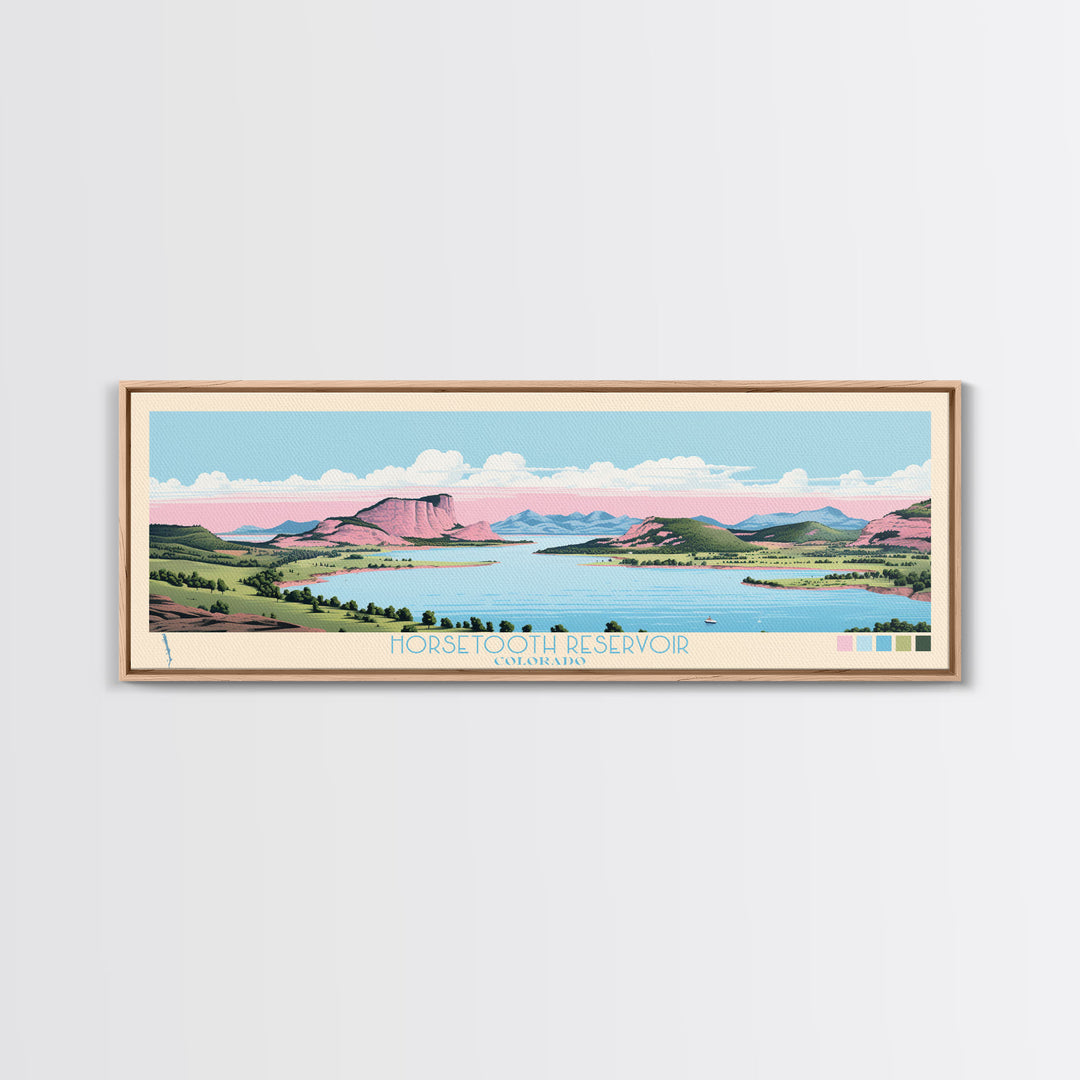 Horsetooth Reservoir Colorado Framed Canvas Print, Panoramic Wall Art ...