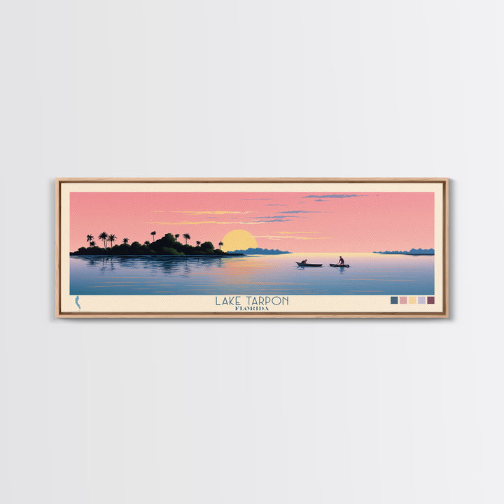 Lake Tarpon Florida Framed Canvas Print, Panoramic Wall Art, Midcentury Modern, Pop Art, Living Room Decor, Travel Poster, Lake House Art