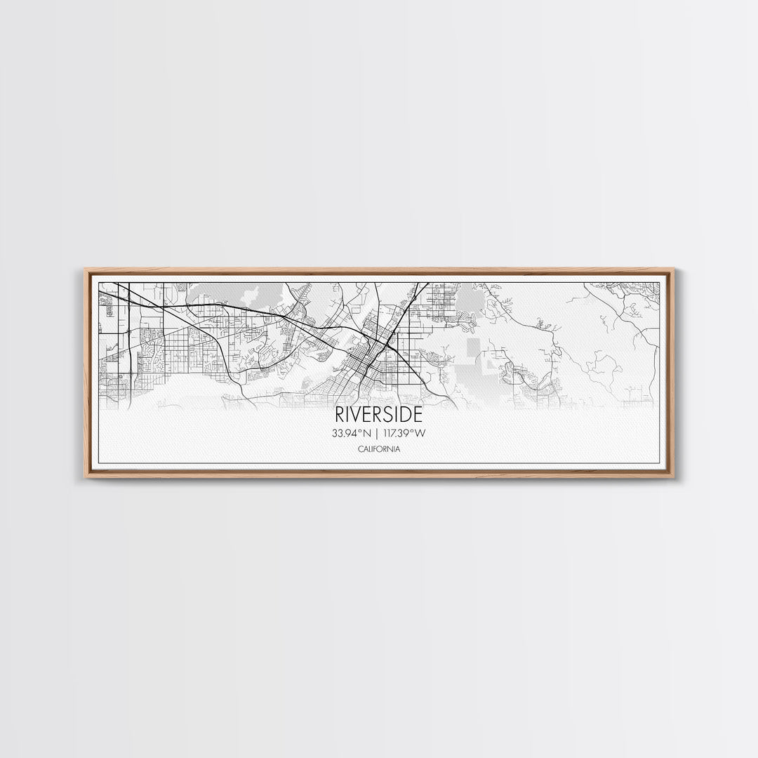 Panoramic Riverside City Map, California Art, Map Print, Minimalist Wall Art, Canvas Art, Housewarming Gift, Street Map Art, Closing Gift