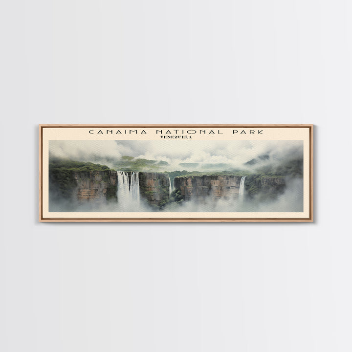 Canaima National Park Retro Style Travel Poster - Framed Canvas Print - COUNTRY Travel Decor | Vintage Style Home Decor - Travel Print - Wall Art