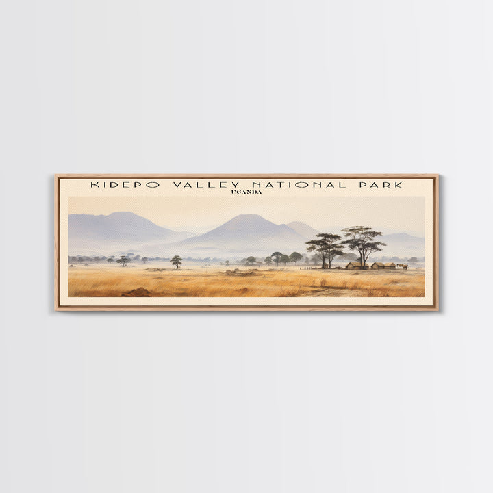 Kidepo Valley National Park Retro Style Travel Poster - Framed Canvas Print - COUNTRY Travel Decor | Vintage Style Home Decor - Travel Print - Wall Art