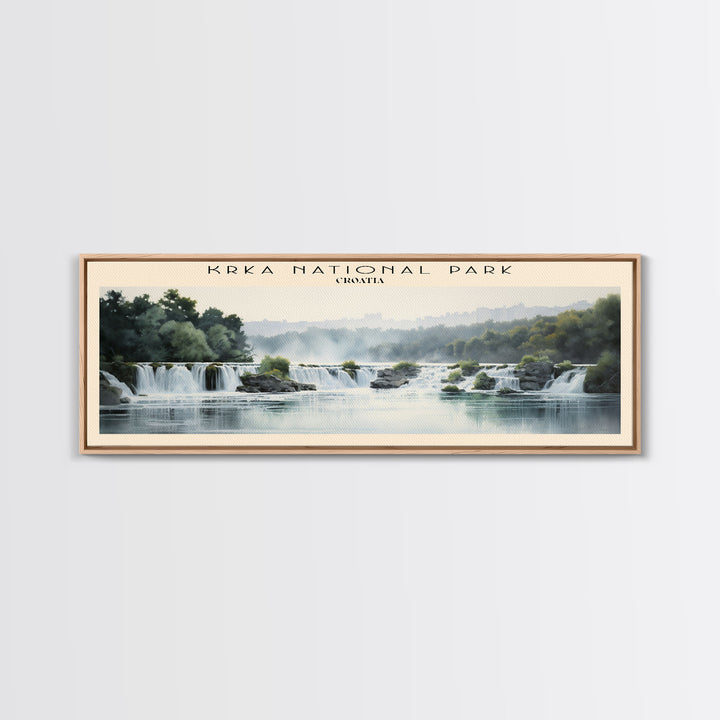 Krka National Park Retro Style Travel Poster - Framed Canvas Print - COUNTRY Travel Decor | Vintage Style Home Decor - Travel Print - Wall Art