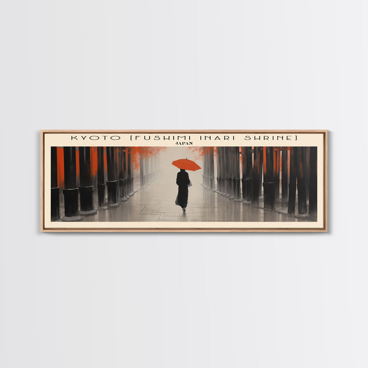 Kyoto Fushimi Inari Shrine Travel Art Framed Canvas Print, COUNTRY Wall Decor, Home Decor, Travel Poster, Vintage Wall Art, Watercolor Painting