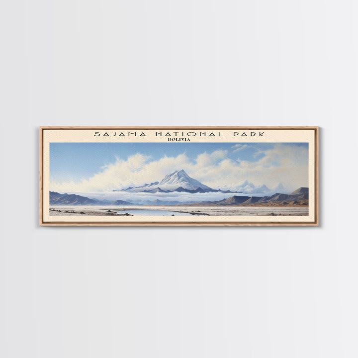 Sajama National Park Retro Style Travel Poster - Framed Canvas Print - COUNTRY Travel Decor | Vintage Style Home Decor - Travel Print - Wall Art