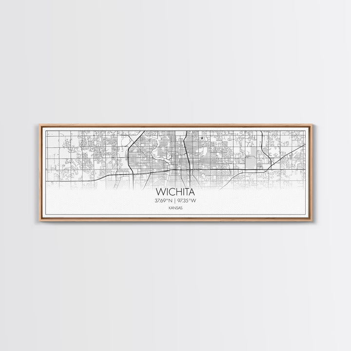 Panoramic Wichita City Map, Kansas Art, Map Print, Minimalist Wall Art, Canvas Art, Housewarming Gift, Street Map Art, Closing Gift