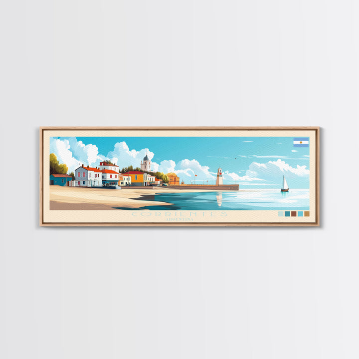Corrientes, Argentina Travel Poster Panoramic Canvas Print, Corrientes, Argentina Painting, Argentina Art, Corrientes Travel Art, Guest Room Painting
