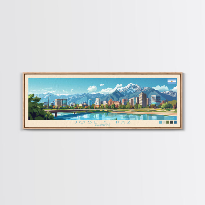Jose C. Paz, Argentina Travel Poster Panoramic Canvas Print, Jose C. Paz, Argentina Painting, Argentina Art, Jose C. Paz Travel Art, Guest Room Painting