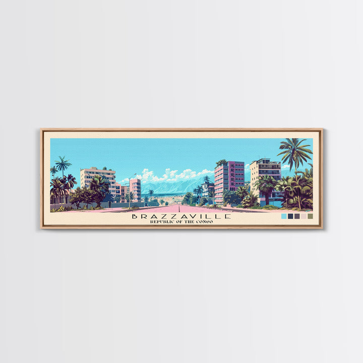 Brazzaville, Republic of the Congo Panoramic Canvas Print, Brazzaville, Republic of the Congo Painting, Republic of the Congo Art, Brazzaville Travel Poster, Travel Art, Guest Room Painting
