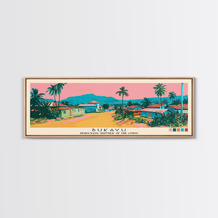 Bukavu, Congo Panoramic Canvas Print, Bukavu, Congo Painting, Congo Art, Bukavu Travel Poster, Travel Art, Living Room Painting