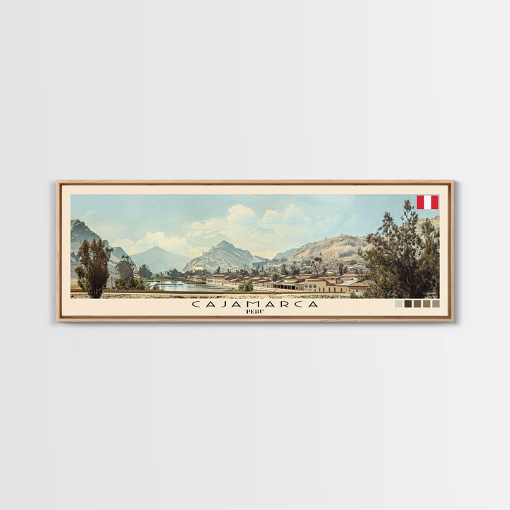 Cajamarca, Peru Panoramic Canvas Print, Cajamarca, Peru Painting, Peru Art, Cajamarca Travel Poster, Travel Art, Guest Room Painting