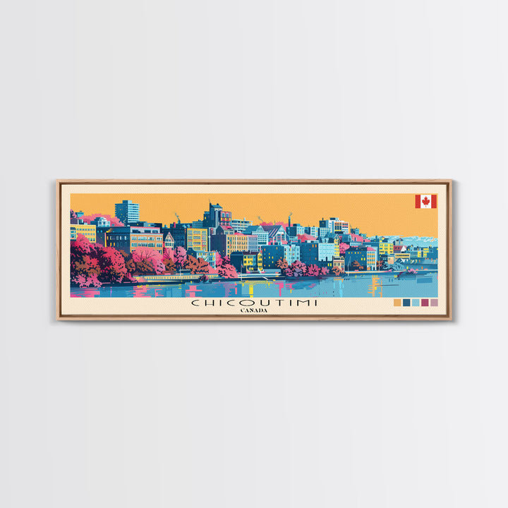 Chicoutimi, Canada Panoramic Canvas Print, Chicoutimi, Canada Painting, Canada Art, Chicoutimi Travel Poster, Travel Art, Guest Room Painting