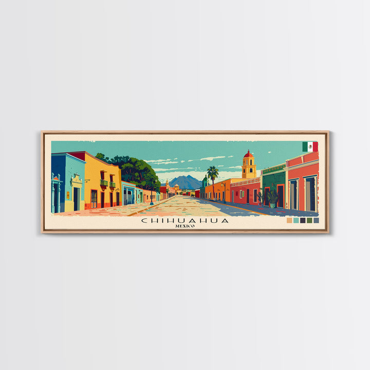 Chihuahua, Mexico Panoramic Canvas Print, Chihuahua, Mexico Painting, Mexico Art, Chihuahua Travel Poster, Travel Art, Vacation Gift