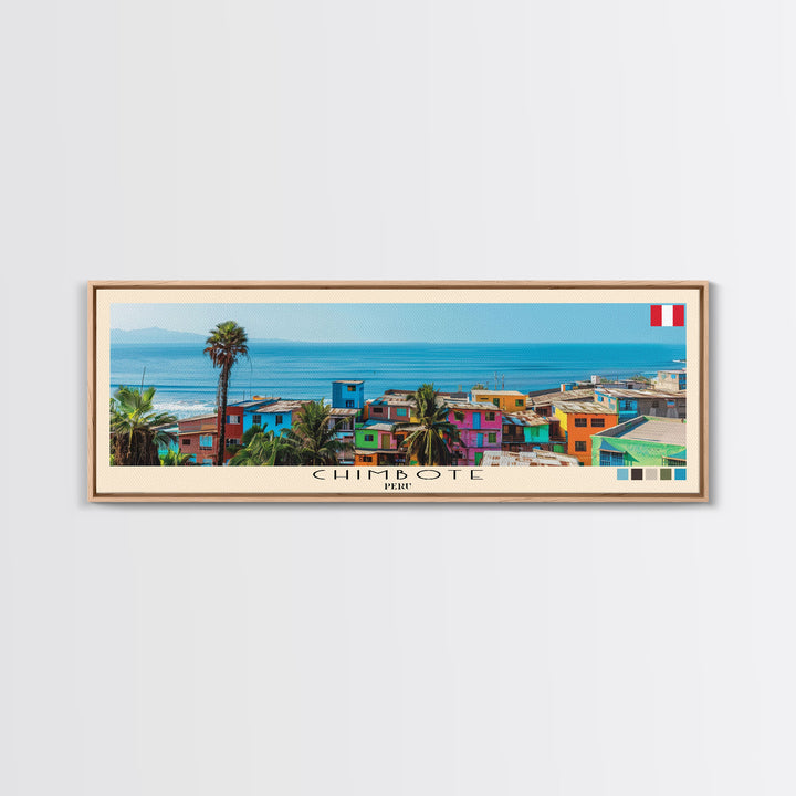 Chimbote, Peru Panoramic Canvas Print, Chimbote, Peru Painting, Peru Art, Chimbote Travel Poster, Travel Art, Housewarming Gift
