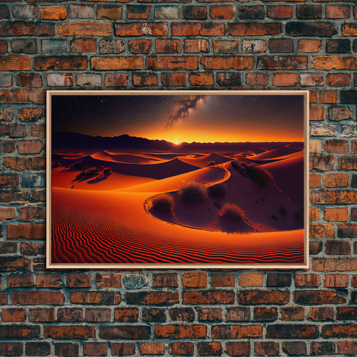 Milky Way galaxy visible over a desert night, framed canvas print, unique wall art