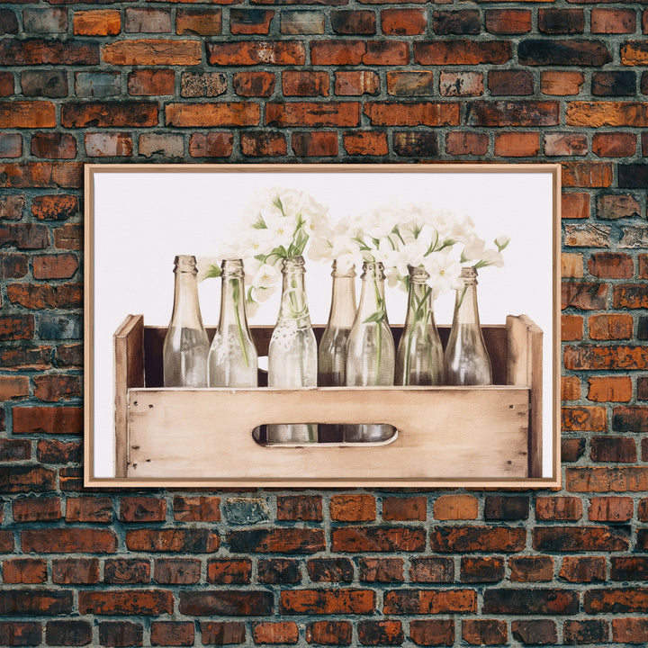 Farmhouse Kitchen Art - White Hydrangea Flowers, Vintage Cottage Style Wall Decor Prints or Canvas Artwork, Rustic / Primitive Kitchen Decor