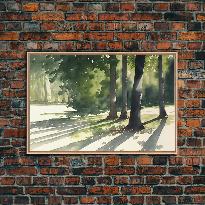 Watercolor Pine Tree Forest, framed canvas print, beautiful watercolor landscape art, decoration for wall living room