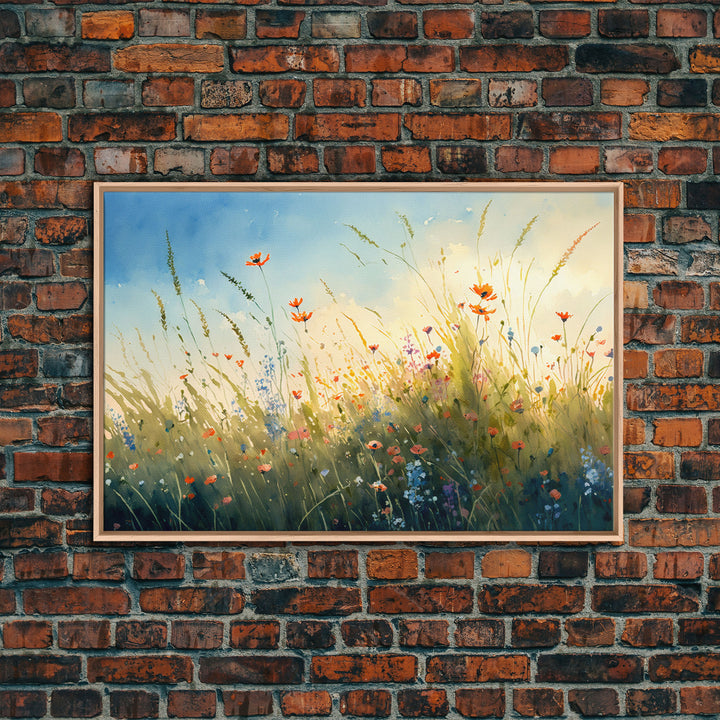 Floral Art, Framed Canvas Print, Colorful Wall Art, Wall Decoration, Primitive Farmhouse Boho Decor, Whimsical Floral Pattern Art