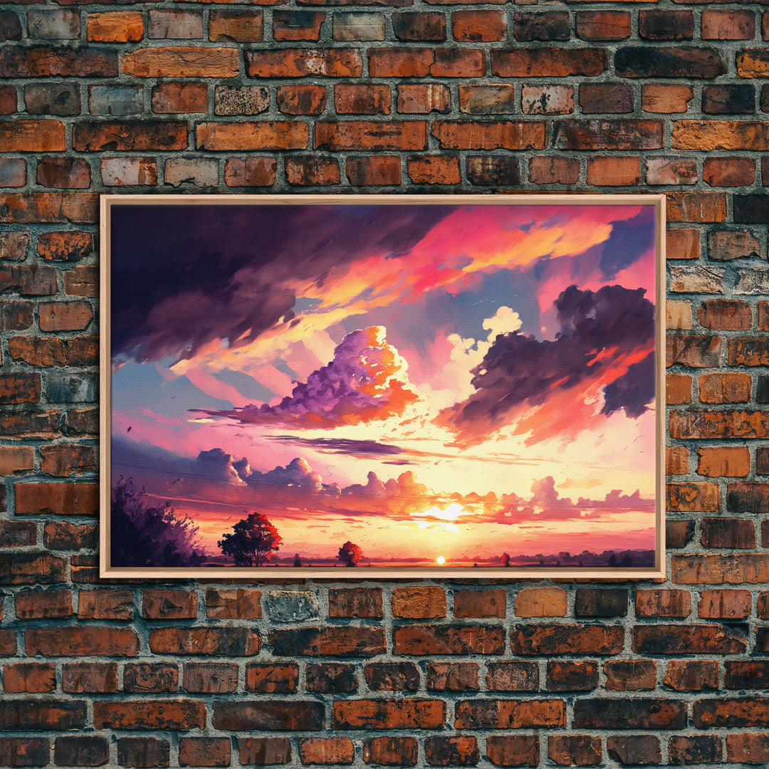 Pink Clouds |  Vintage Style Canvas Print | California Landscape Painting | Vast Plains | National Park | Desk Decor | Christmas Gift