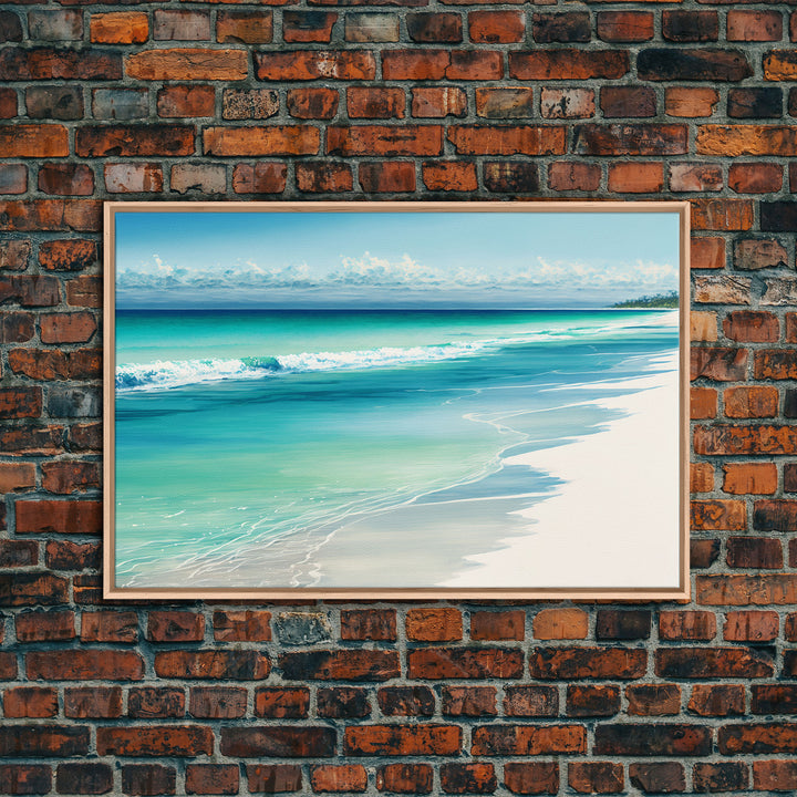Serene Beach Scene | Bora Bora Art | Framed Canvas Print | Wood Frame Wall Art | Boho Style Primitive Art