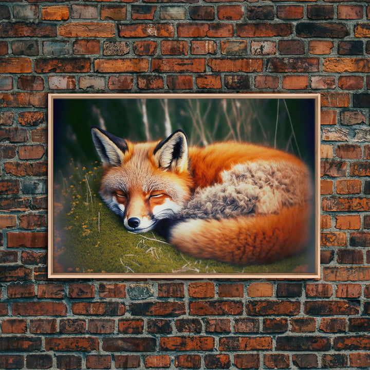 Sleeping fox Framed Canvas Wall Art, Canvas Print Decor for Home & Office Decoration Canvas Ready to Hang