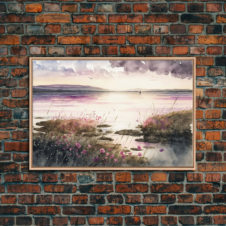 Art for living room, serene landscape watercolor painting, framed canvas print, framed art, wall decoration canvas