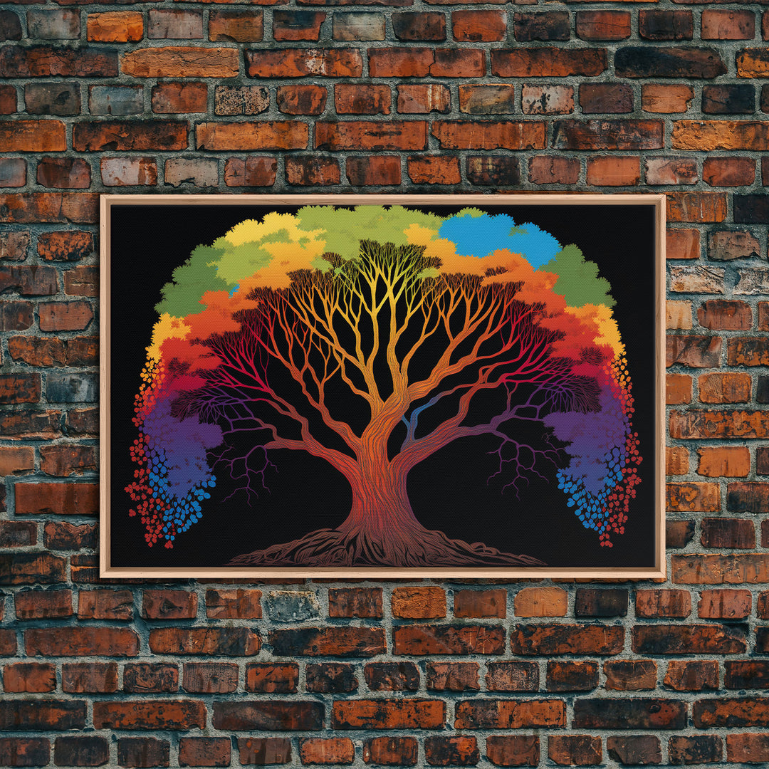 Rainbow Tree of Life, Framed Canvas Print