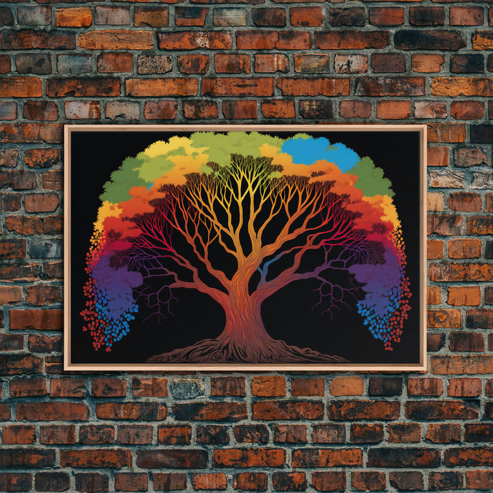 Rainbow Tree of Life, Framed Canvas Print