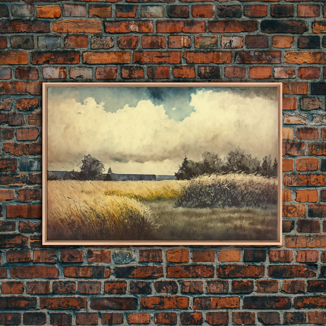Subdued Watercolor Wall Art, Framed Canvas Print, Muted Moody Minimalist Boho Style Wall Art, Guest Room, Above Bed Art, Above Sofa Wall Art