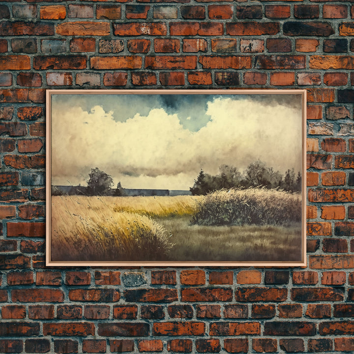 Subdued Watercolor Wall Art, Framed Canvas Print, Muted Moody Minimalist Boho Style Wall Art, Guest Room, Above Bed Art, Above Sofa Wall Art