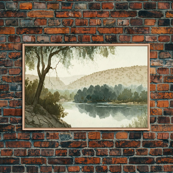 Wall Art Oil Painting Landscape Framed Canvas Print, Vintage Nature Framed Large Gallery Art, Antique Style Art Ready to Hang