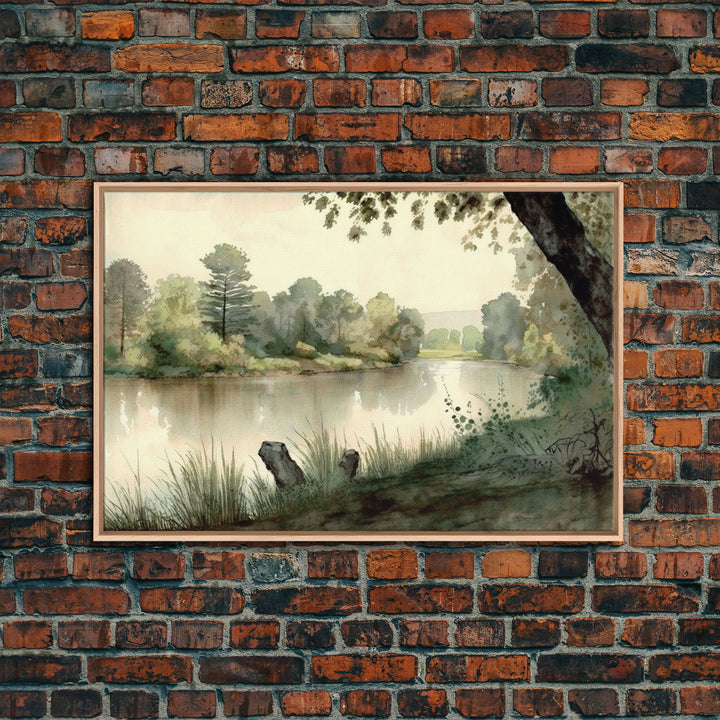 Retro Rustic Boho Style Vintage Landscape Wall Art Canvas Print, Sketch Natural Framed Large Gallery Art, Minimalist Art Ready to Hang