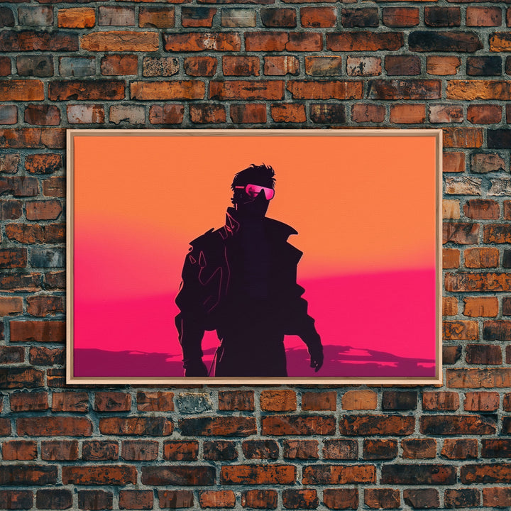 Punk Wall Art | Framed Canvas Print | Living room art | Outrun Style | Retro | Synthwave Style | Wonderful art | Warm colors | Black shadow