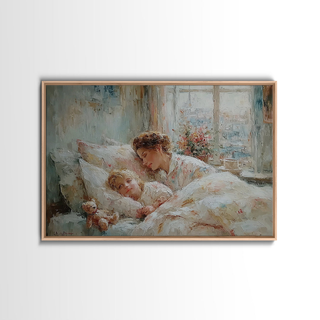 Cozy Mother And Child Bedtime Wall Art, Sweet Dreams Print, Guest Bedroom Decor, Nursery Wall Art, Gift For Mom, Housewarming Gift