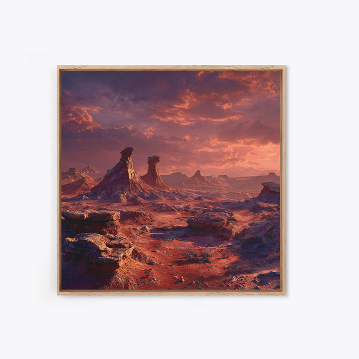 Red Alien Desert Landscape Canvas Print, Surreal Sci Fi Wall Art, Futuristic Fantasy Planet Decor, Statement Artwork For Living Room
