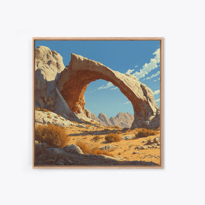 Sandstone Desert Arch Landscape Wall Art, Western Rock Formation Print, Modern Southwest Desert Decor Canvas Print