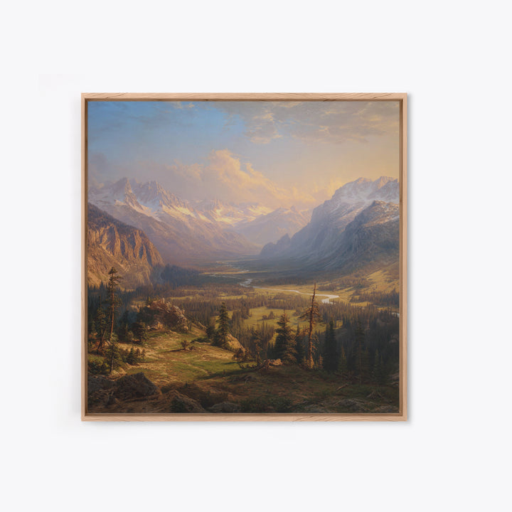 Majestic Mountain Valley At Sunrise Wall Art, Scenic Landscape Print, Nature Home Decor, Large Living Room Canvas Print